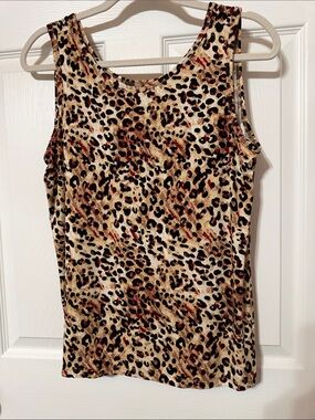 Multiples Leopard Print Scoop Neck Tank Top